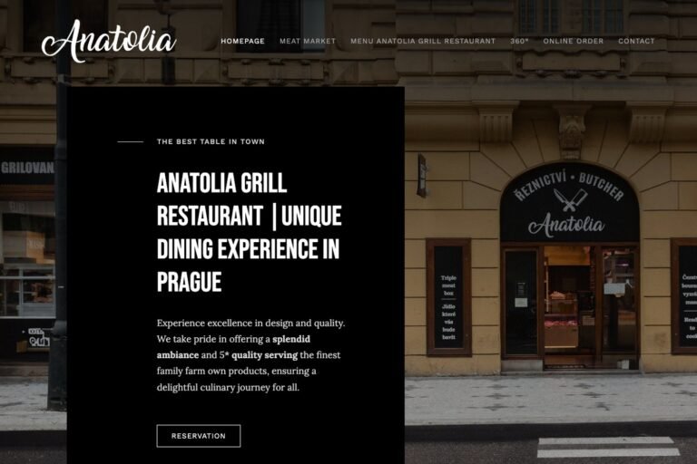 Anatolia Grill Restaurant Prague website designed by Prague Design Studio