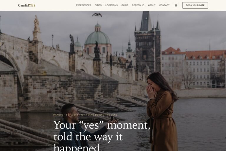 CandidYES surprise proposal photography website in Prague designed by Prague Design Studio